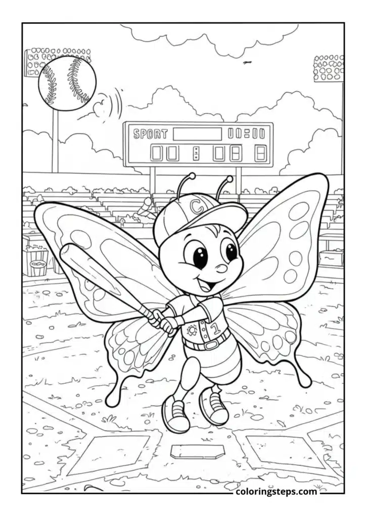 Baseball Playing Butterfly