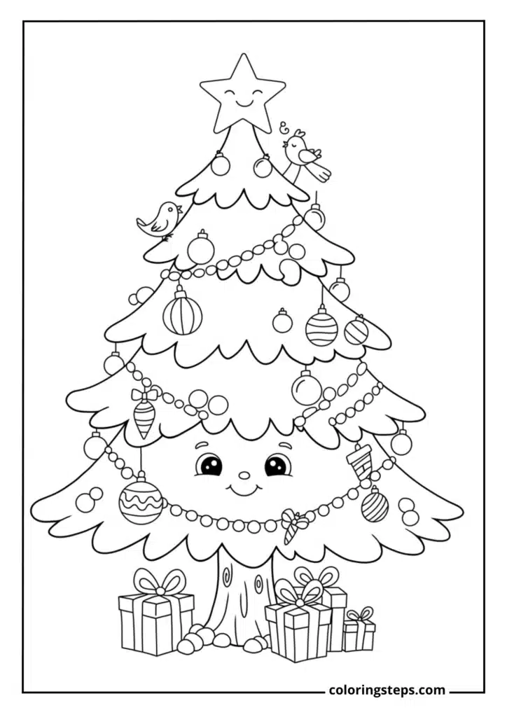 Cartoon-Style Smiling Tree