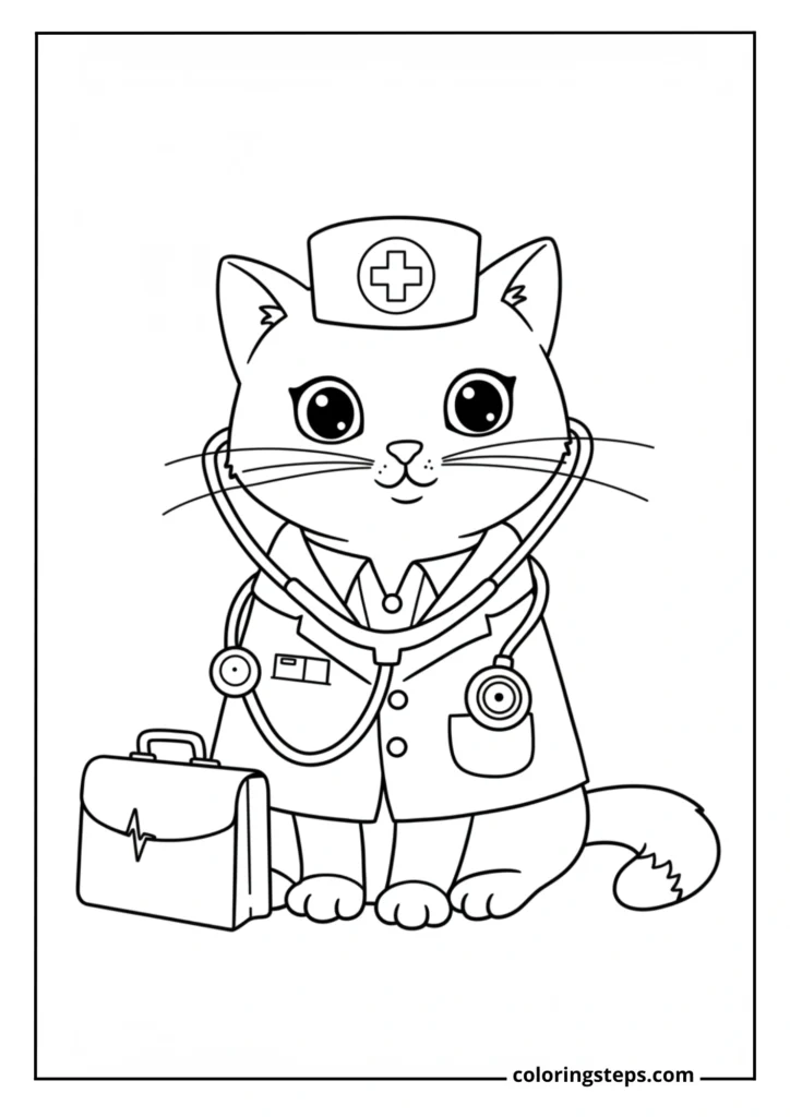 Cat Doctor with Stethoscope