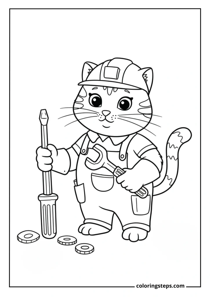 Cat Mechanic with Tools