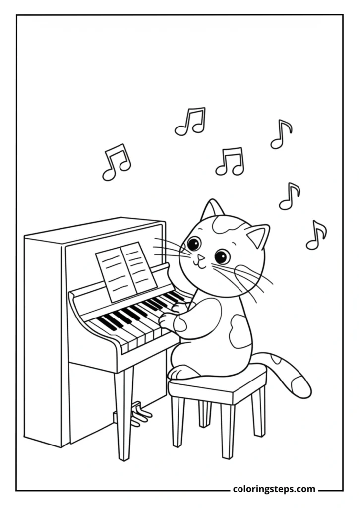 Cat Playing Piano