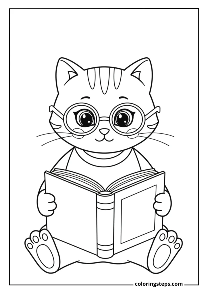 Cat Reading a Book