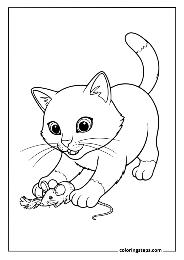 Cat with Favorite Toy Mouse