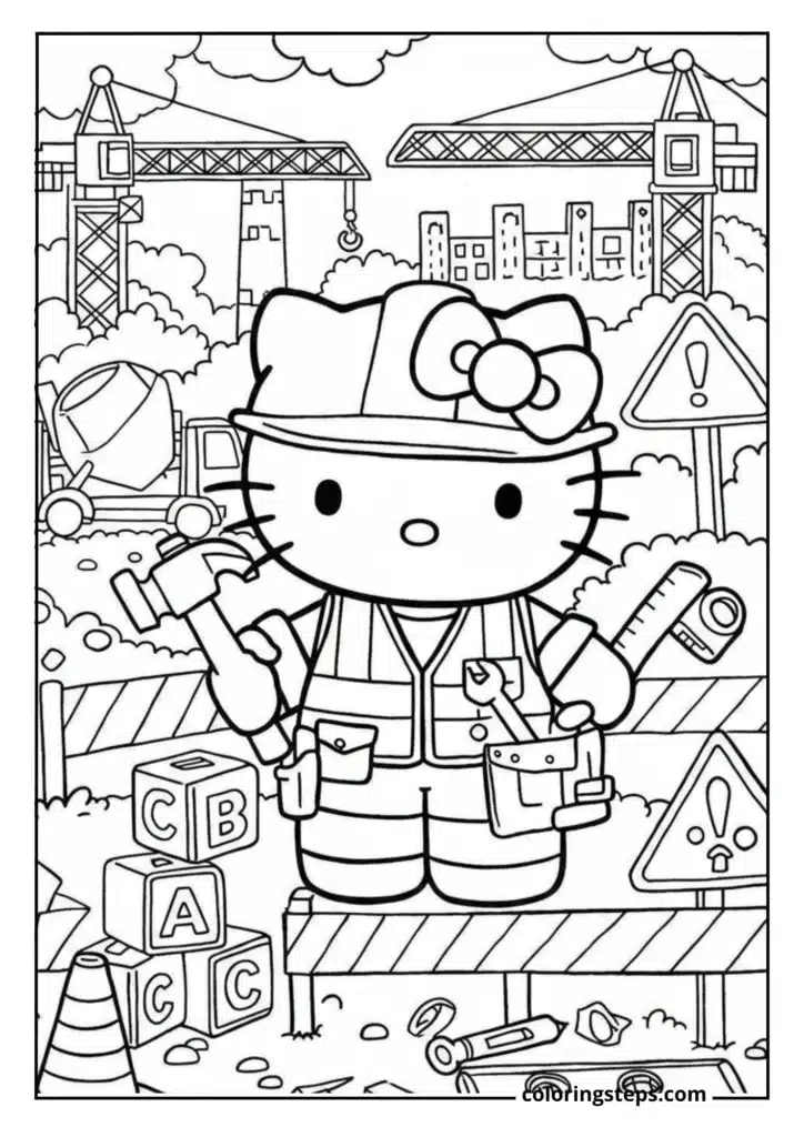 Construction Worker Hello Kitty