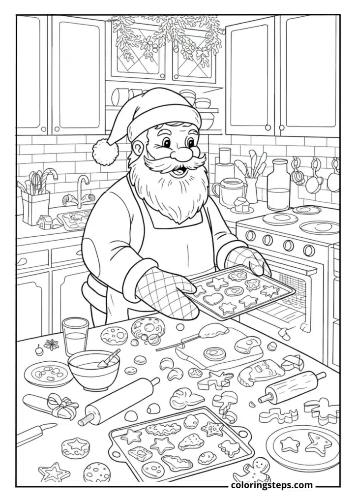 Cooking Santa in Kitchen