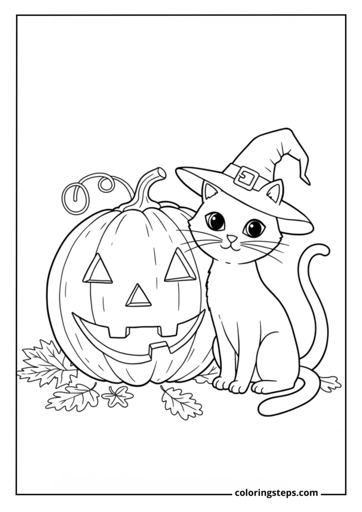 Halloween Cat with Pumpkin