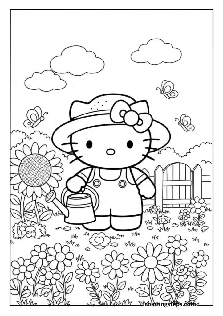 Hello Kitty in a Garden