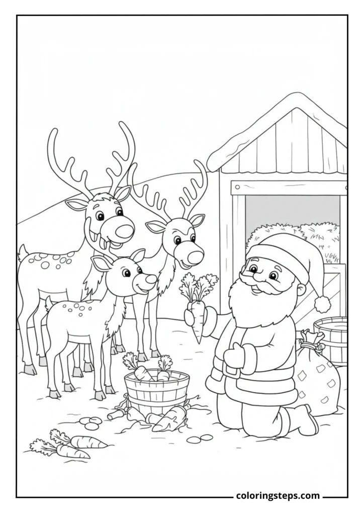 Santa Feeding Reindeer