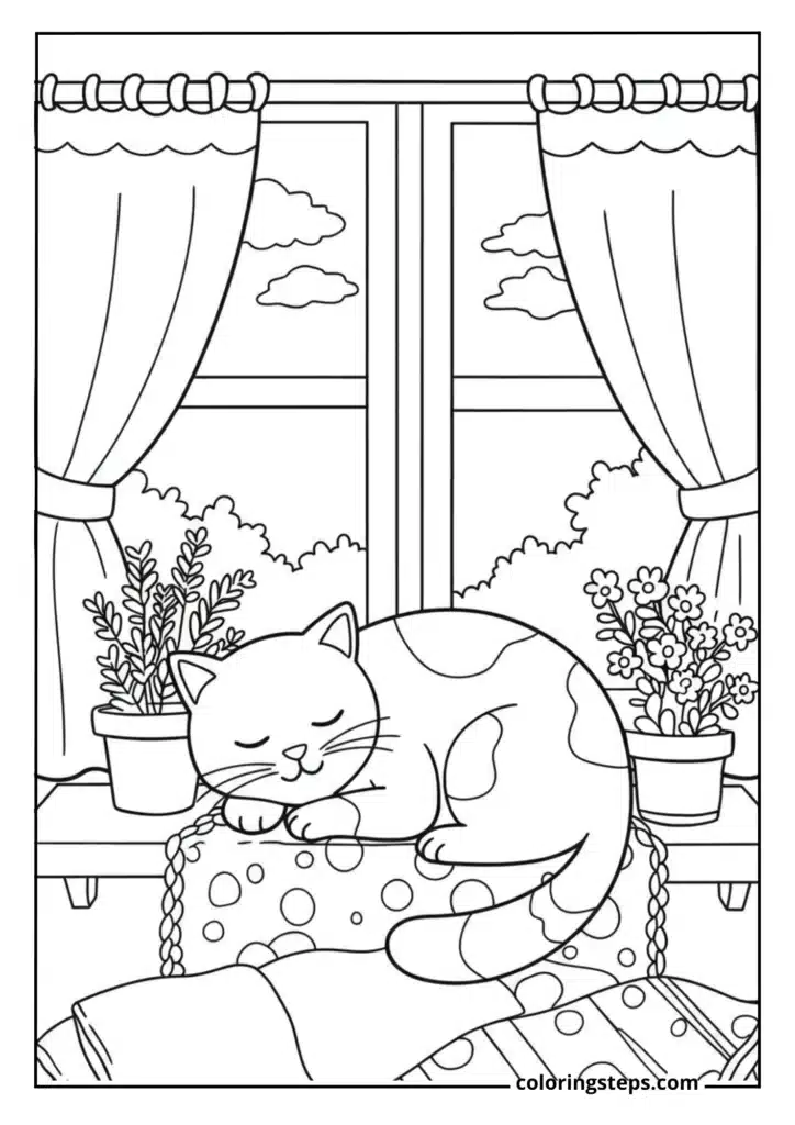 Sleeping Cat on Windowsill