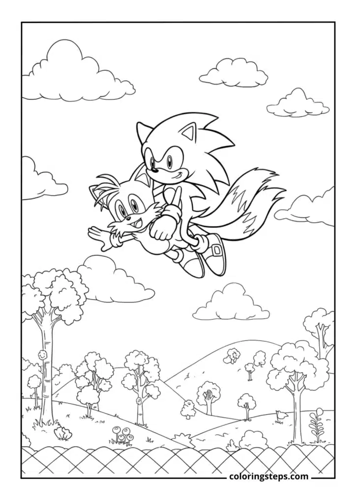 Sonic and Tails Flying Together