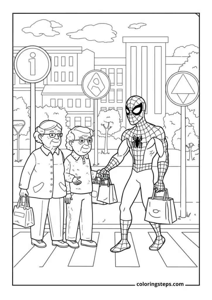 Spiderman Helping Citizens
