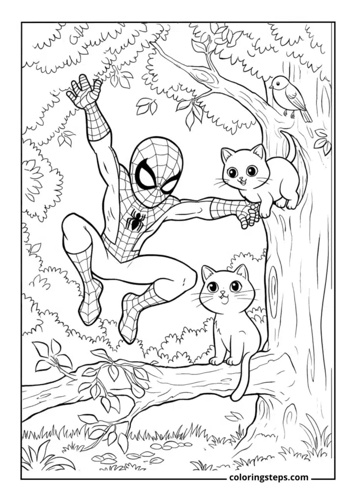 Spiderman and a Friendly Cat