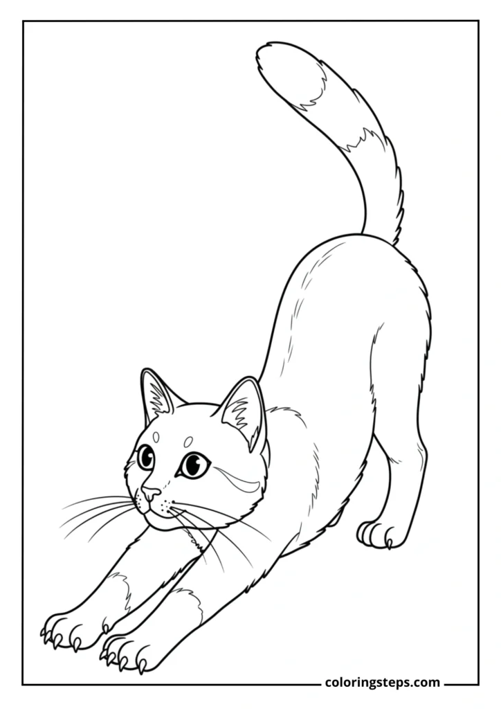 Stretching Cat with Arched Back
