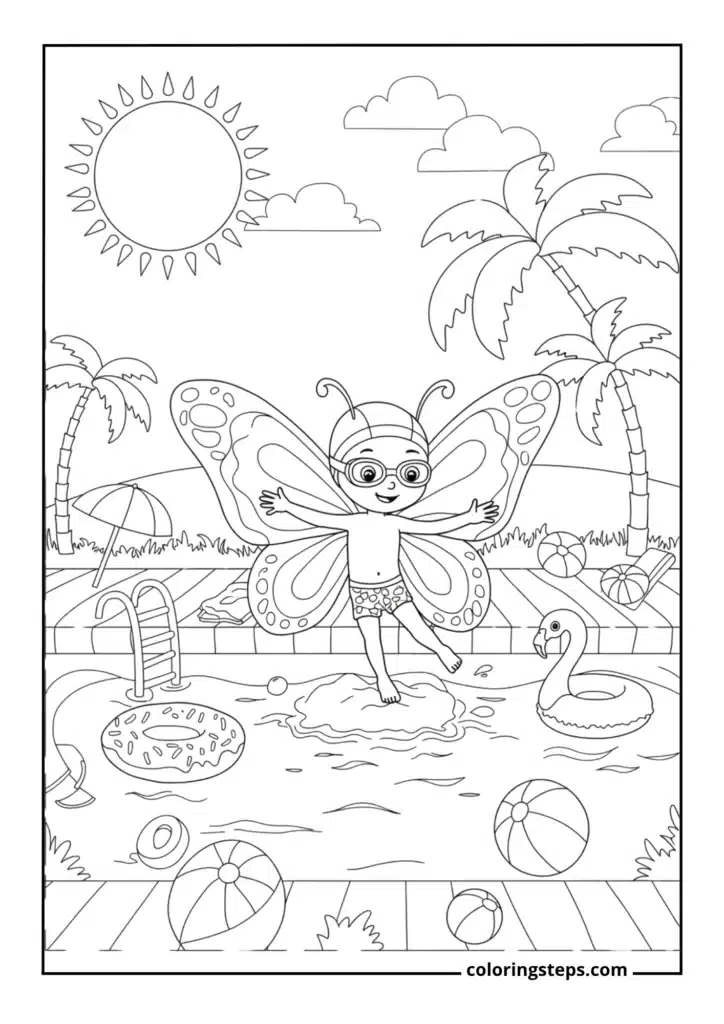 Swimming Butterfly at the Pool