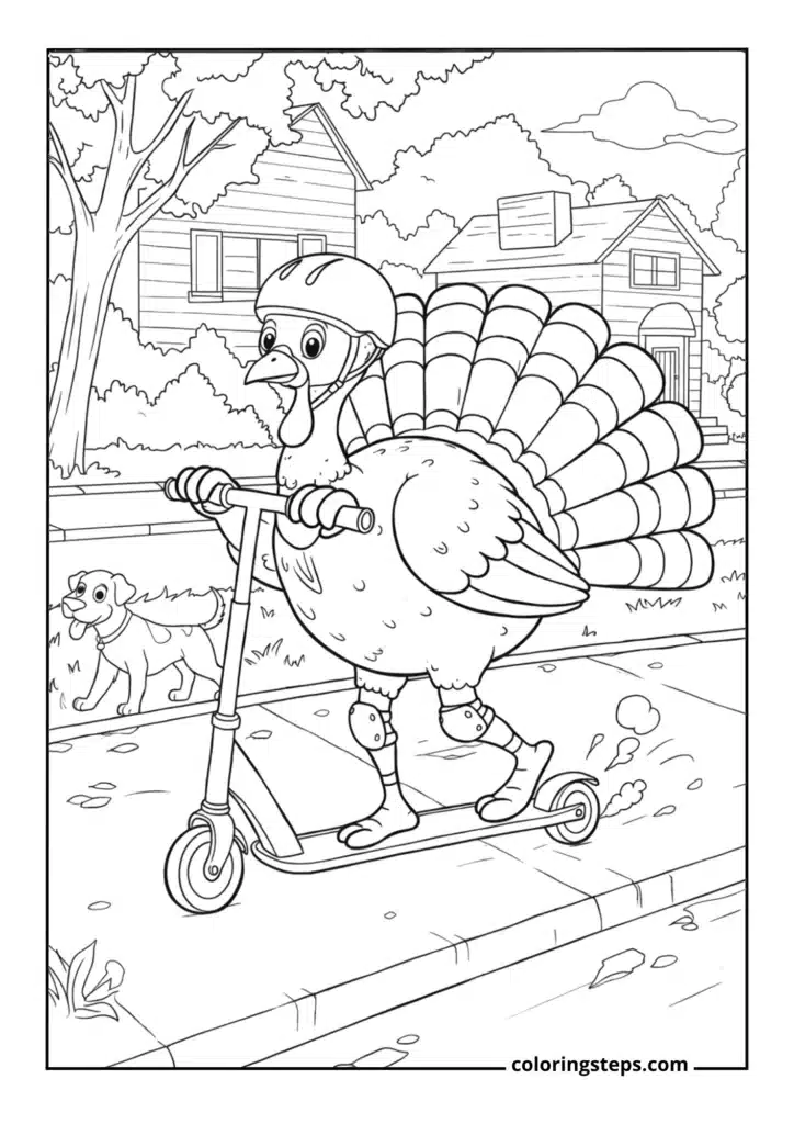 Turkey Riding a Scooter