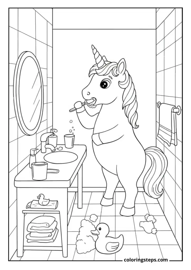 Unicorn Brushing Teeth