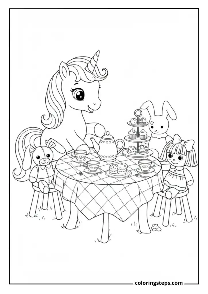 Unicorn Having Tea Party