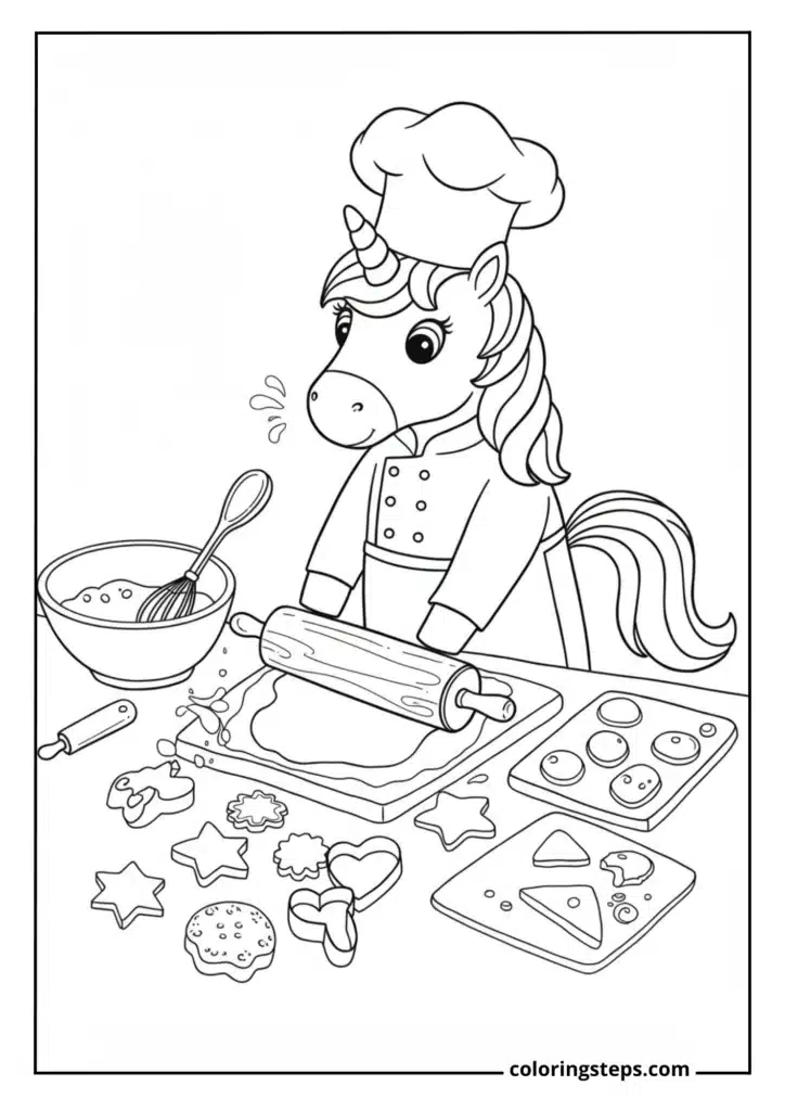 Unicorn Making Cookies