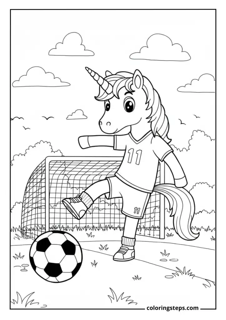 Unicorn Playing Soccer