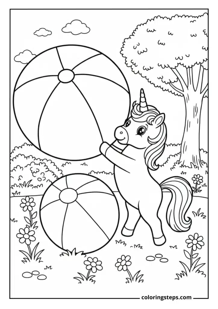 Unicorn Playing with Ball