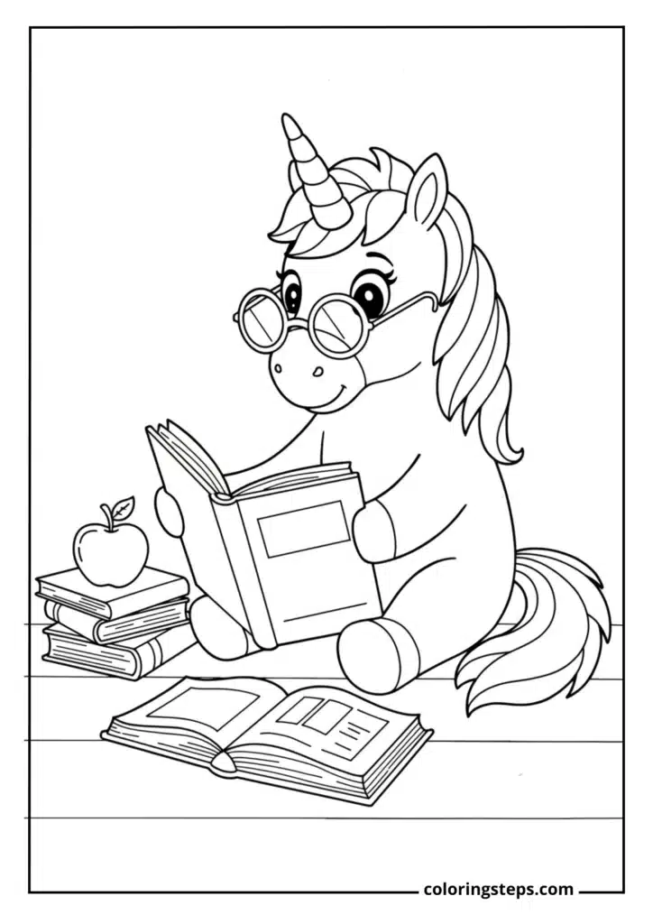 Unicorn Reading a Book