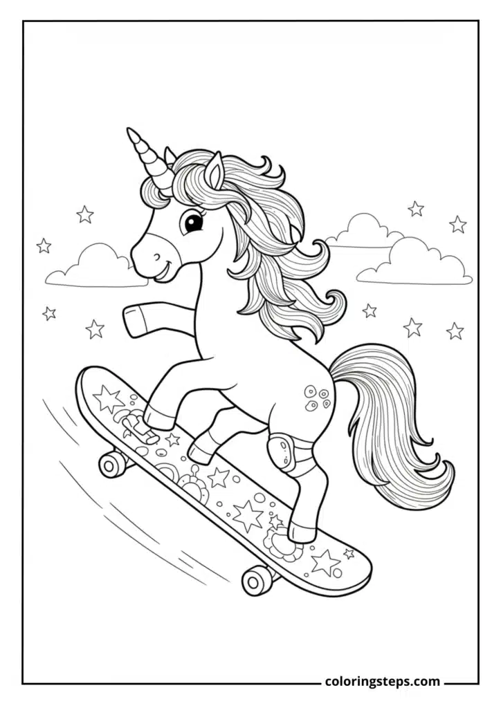 Unicorn on Skateboard
