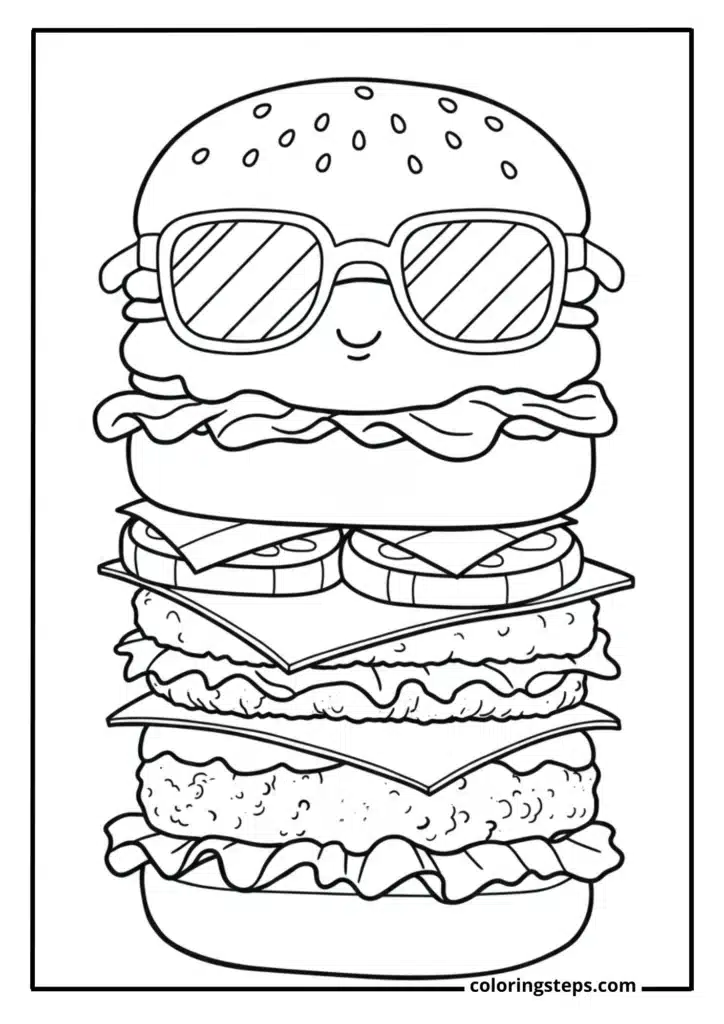 Cool Retro Burger with Sunglasses