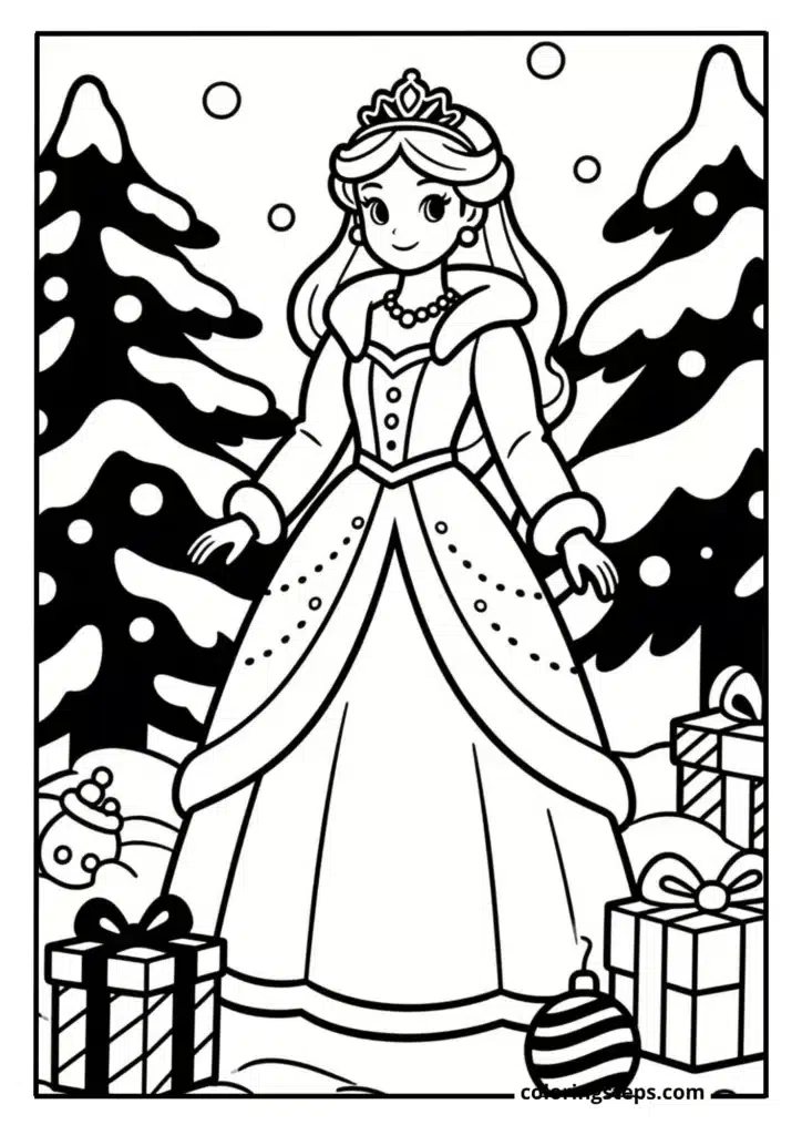 princess in elegant winter clothing 