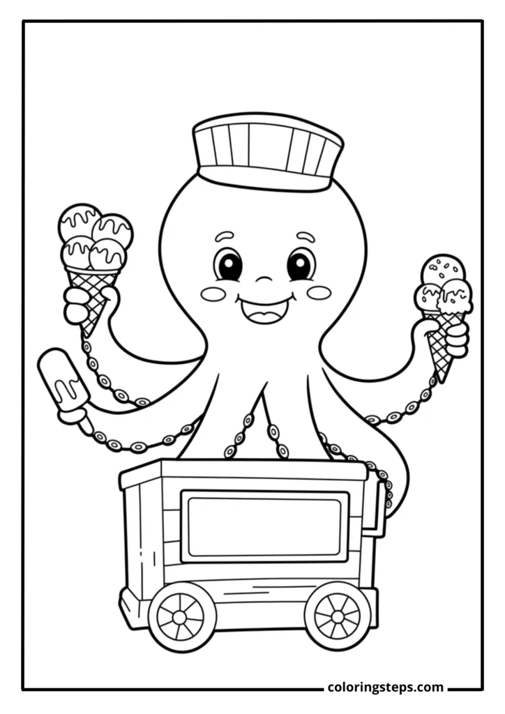 Kawaii Octopus Ice Cream Vendor
