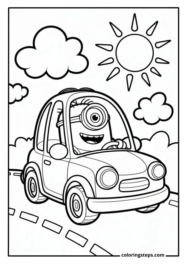 Minion Driving a Car