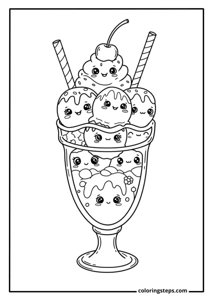 Summer Ice Cream Sundae with Cherries