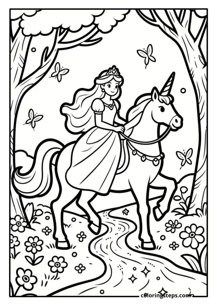 Unicorn Princess in Enchanted Forest